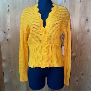 Golden Yellow Knit Cardigan Sweater Top